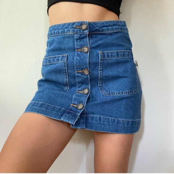 Free People Dresses & Skirts - Free People- We the Free Don’t Get Me Wrong Denim Skirt- Electric Boogaloo